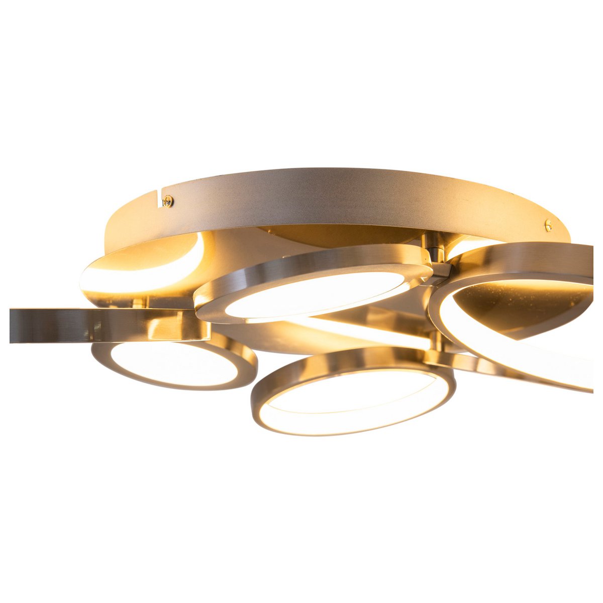 LED-plafondlicht "Stelari" Ø 56 cm, gemaakt van metaal in stalen blank en wit plastic, met stevig ingebouwde LED's, plafondlamp voor woonkamers of kantoor