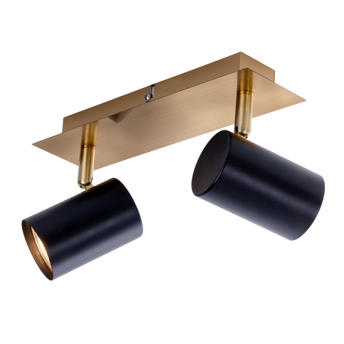 Muur- en plafondlamp met 2 zitplaatsen "Frida" in metalen zwart / goud, plafond schijnwerpers, GU10, plafondlamp voor eetkamer, woonkamer, gang of kantoor, 24 cm lang