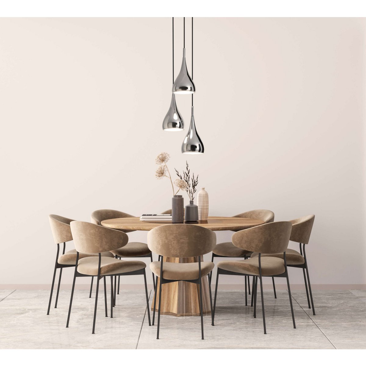 3-be hanger licht "stijl", retro klassieke hanglamp gemaakt van chroom-glanzend metaal met E27-frames, paraplu Ø16 cm, totaal Ø30 cm, ideaal voor eetkamer, woonkamer en keuken.