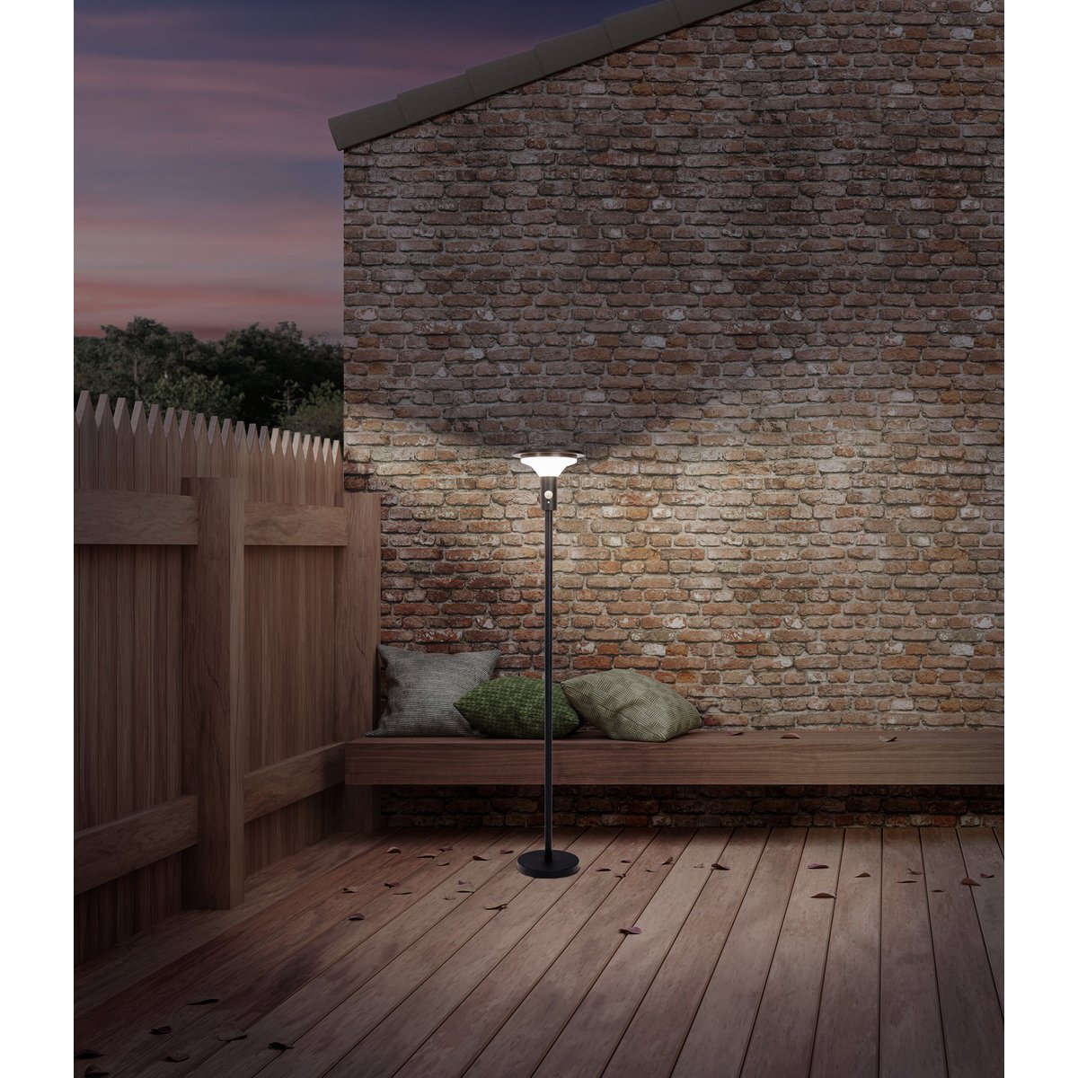 LED Solar Standing Lamp "Nora", voor buiten, vloerlamp - metaal en plastic in het zwart, met geïntegreerde LED