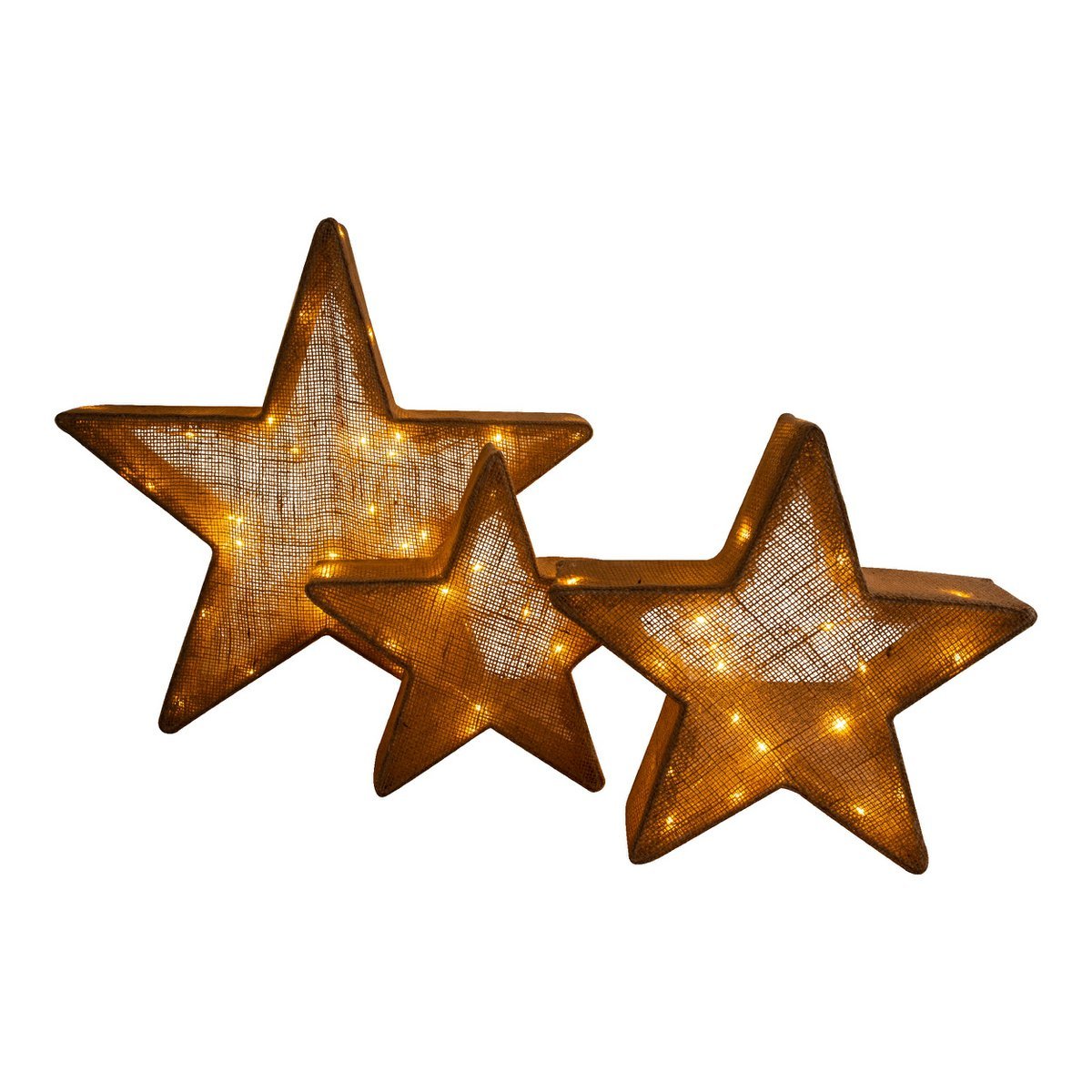 3 Set Led Decorative Stars Brown