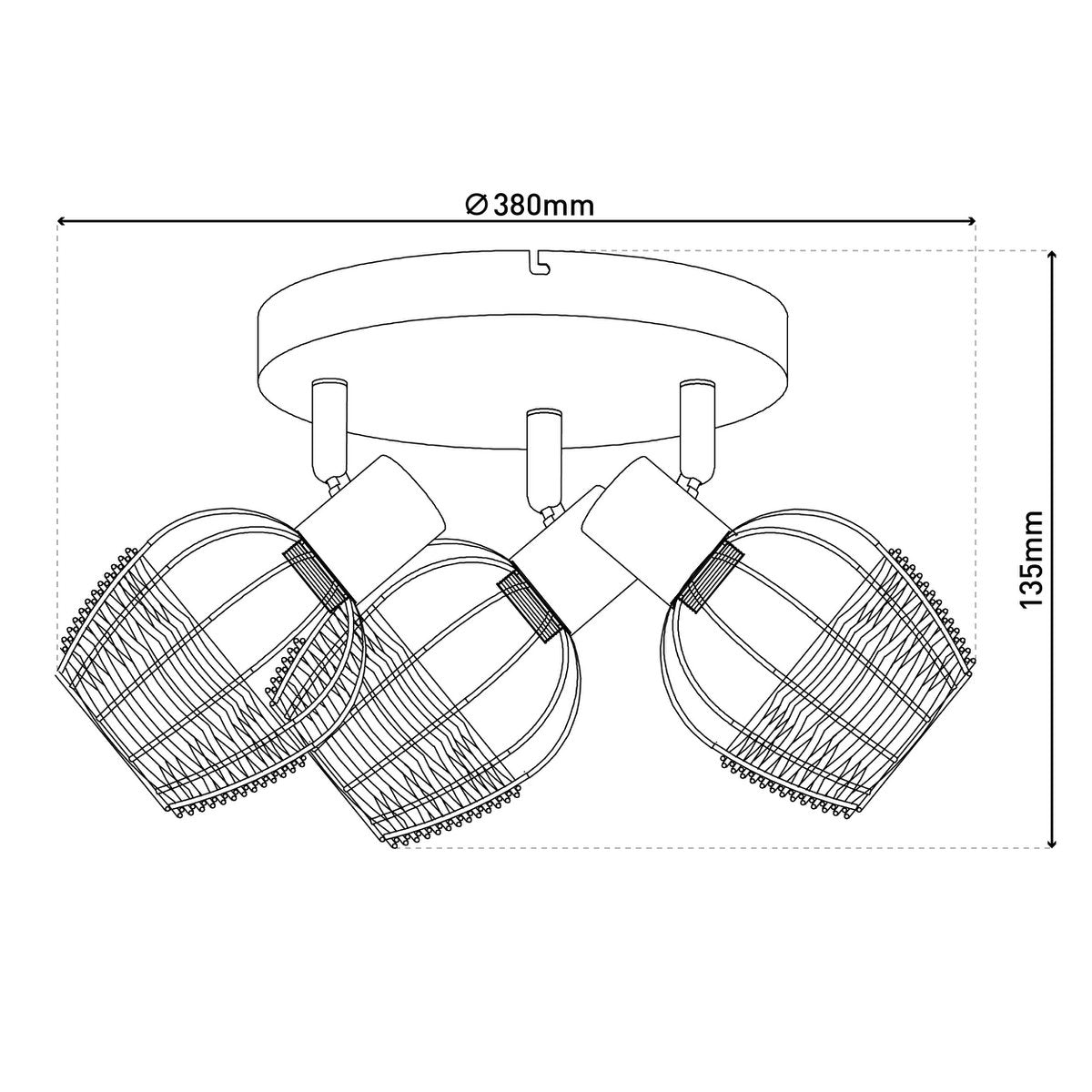 3 "Corbis" plafond Rondel, metalen plek in zwart, met goud en rattan, met E14 -aansluiting, voor eetkamer, woonkamer, gang of kantoor, verlichting voor woonkamer, eetkamer of kantoor, 38 cm diameter, diameter van 38 cm