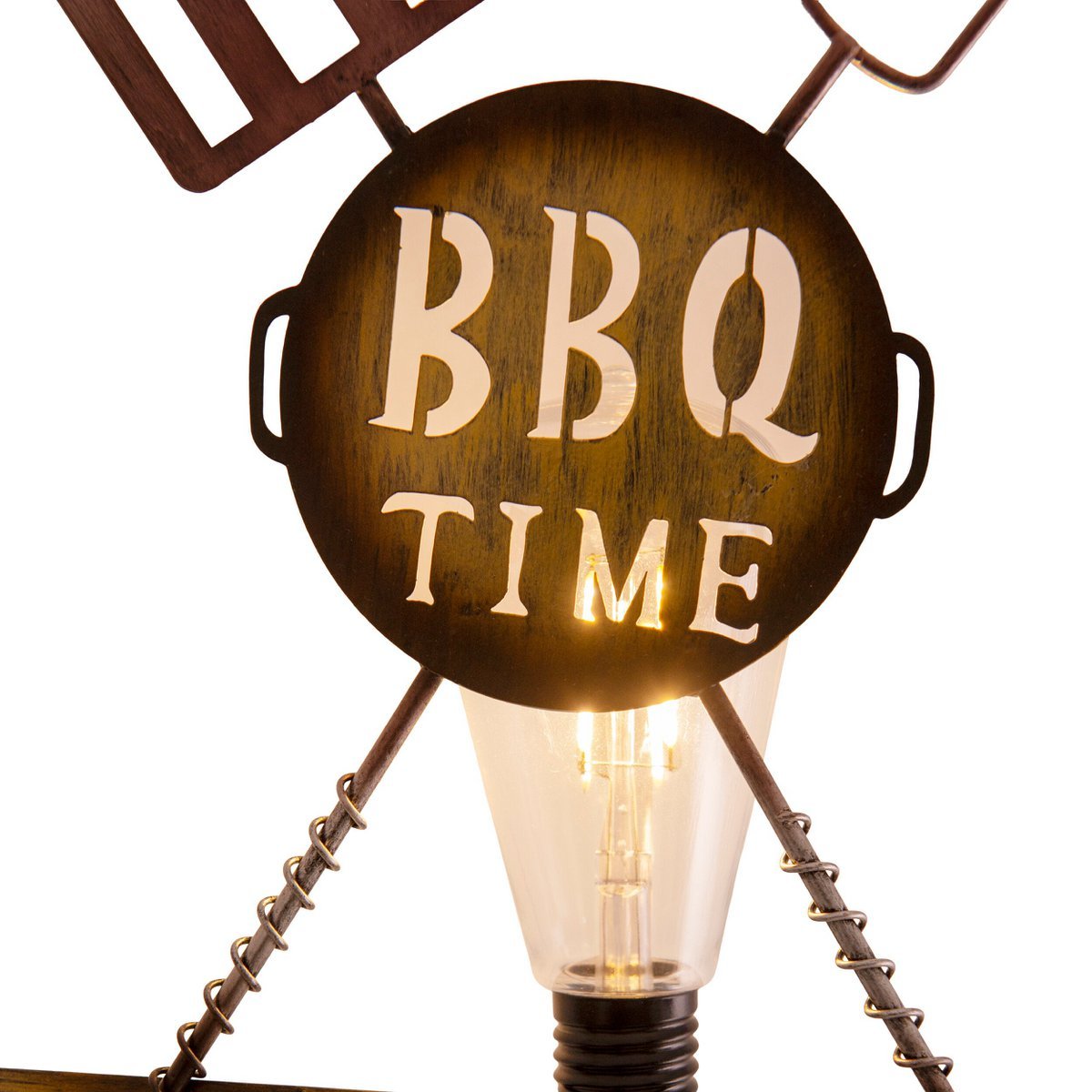 LED Solar Earth Spit H: 130 cm (BBQ), voor buiten, gemalen spiesjes gemaakt van metaal en plastic in roest, met geïntegreerde LED