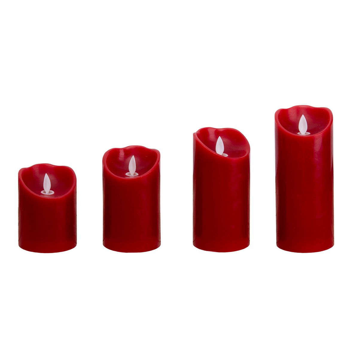 4 Set Led kaarsen Kaarsen Kerstdecoraties gemaakt van plastic in rood met stevig geïnstalleerde LED's