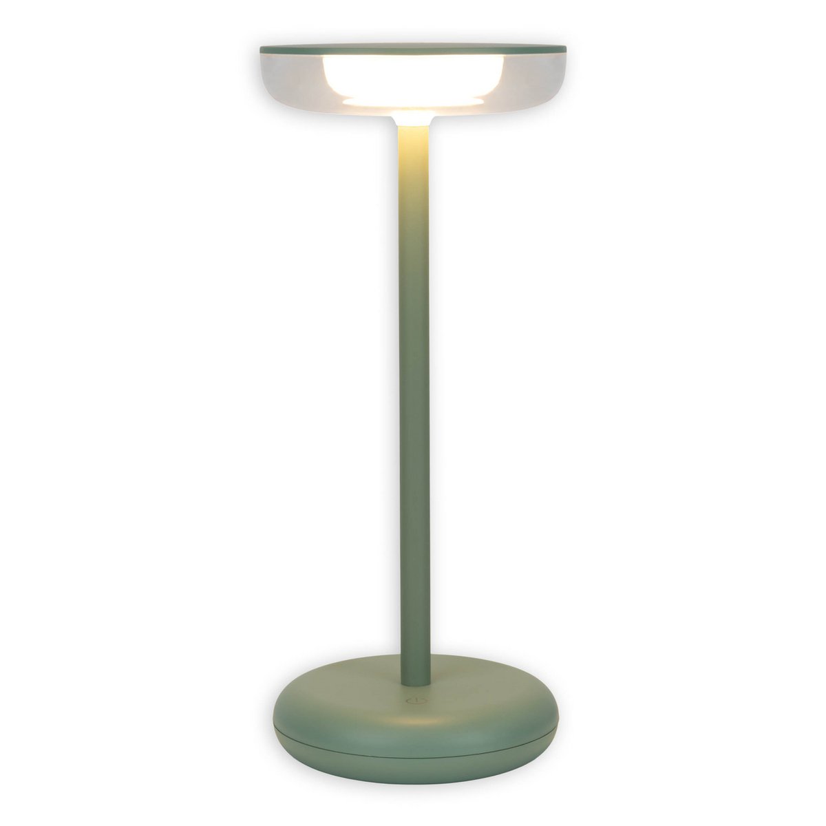 Noteloze tabletlamp "PASI" voor buiten en binnen, gemaakt van metaal en plastic in mint, dimbaar, met aanraking en geheugenfunctie, ca. 26 cm hoog