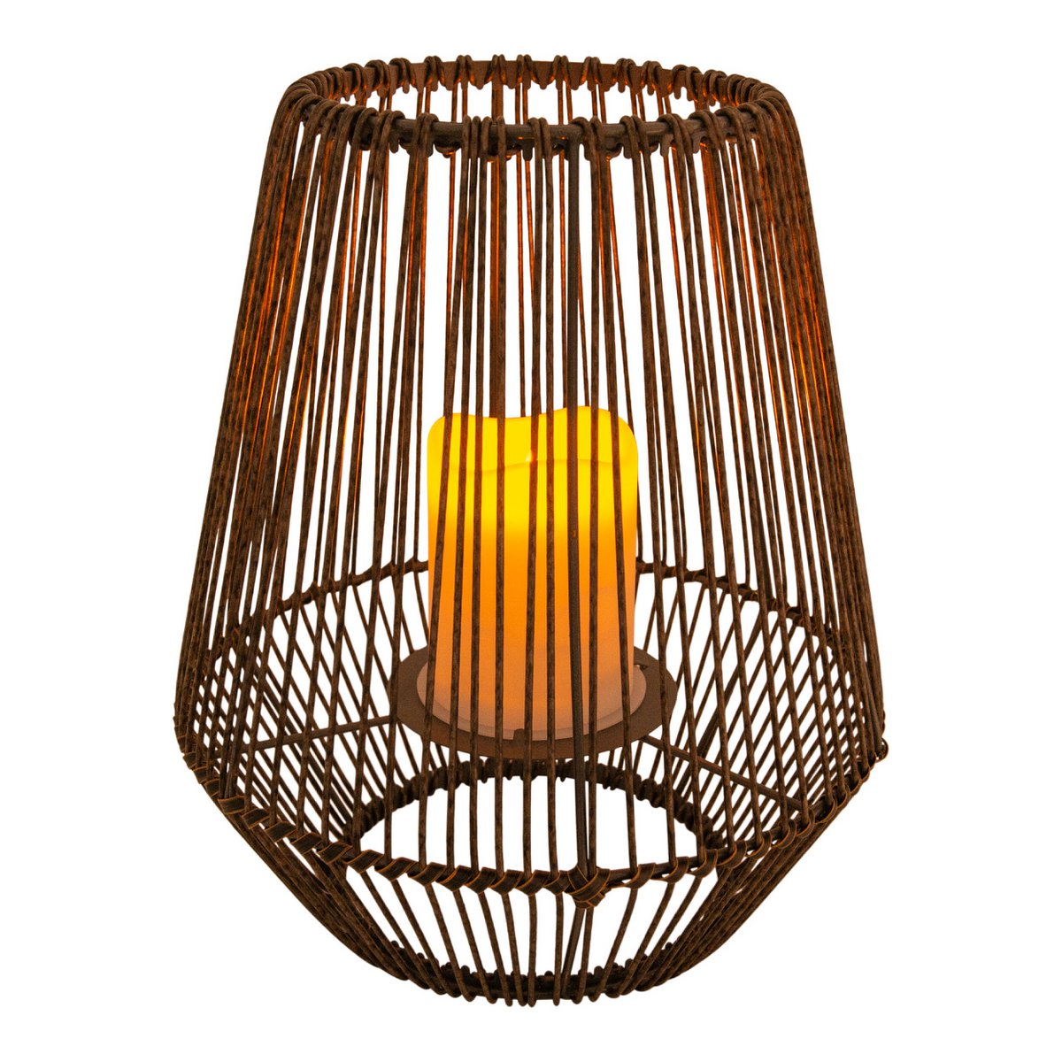 LED Solar Lamp "Plasto" Ø 26 cm buiten gemaakt van bruin metaal en plastic