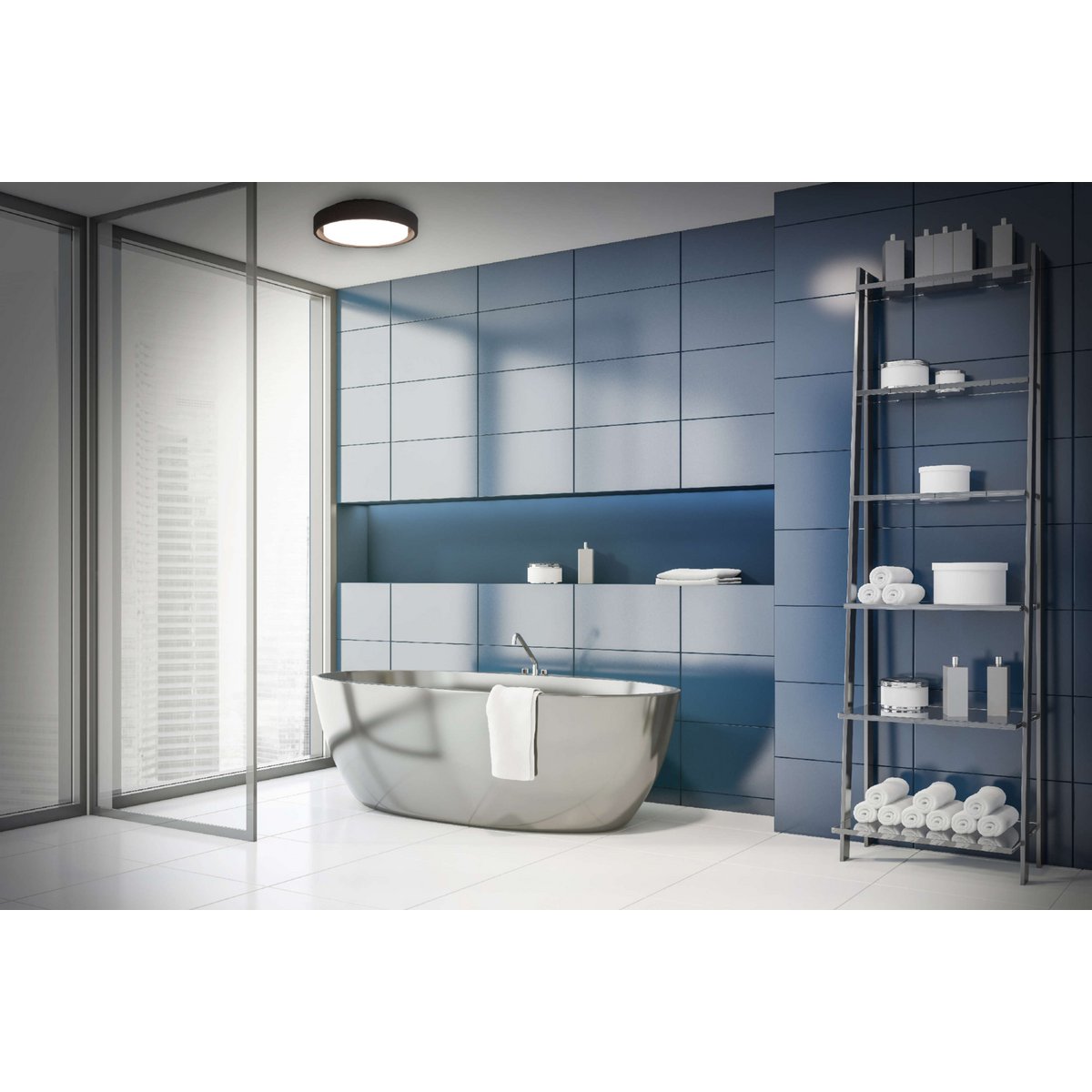 LED Outer Wall Lamp "Mio" Ø 27 cm gemaakt van antraciet -gekleurd metaal en plastic, IP54 voor ingang, balkon, terras