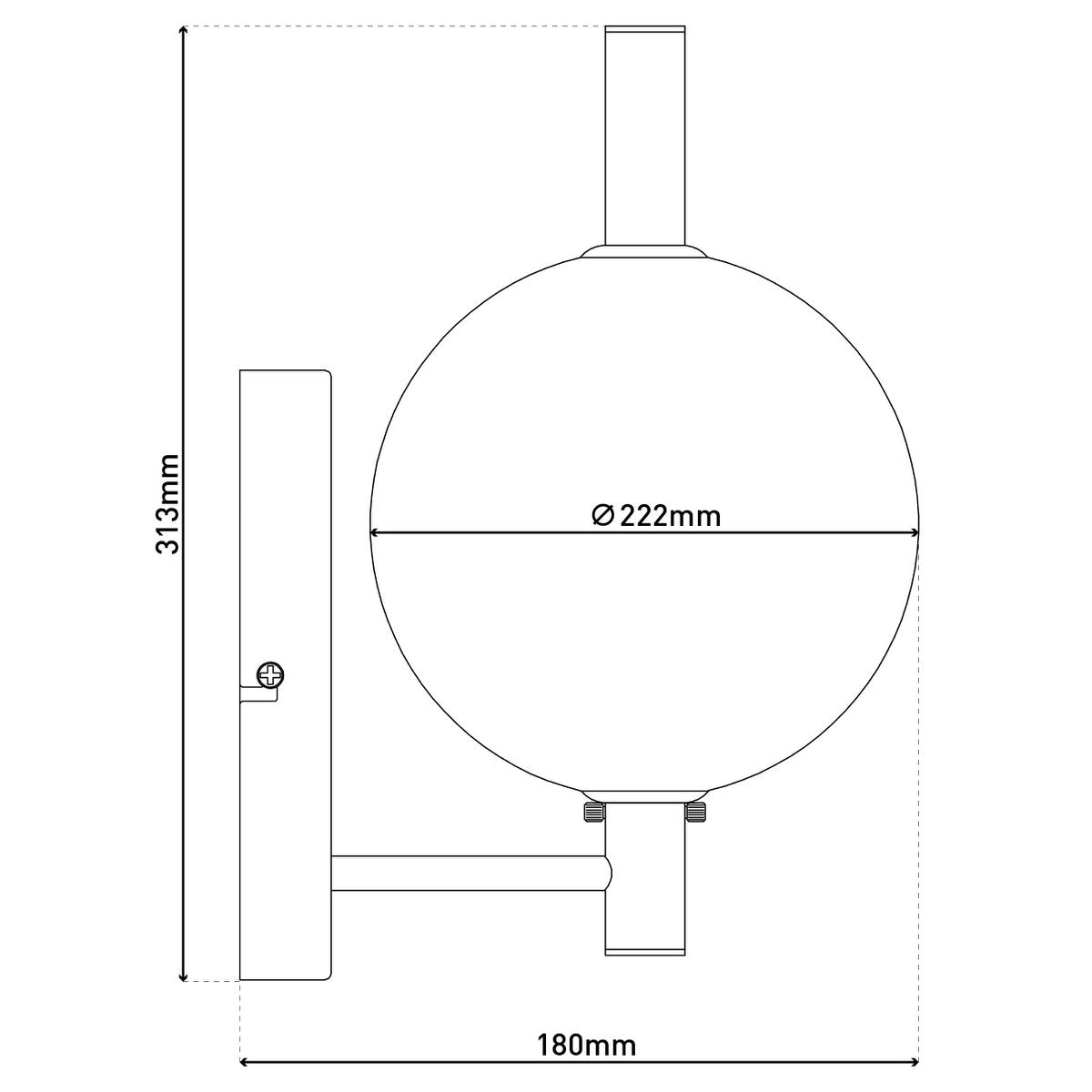 LED -wandlamp "Nova" chroom gemaakt van metaal en rookglas, met geïntegreerde LED, 31,3 cm hoog