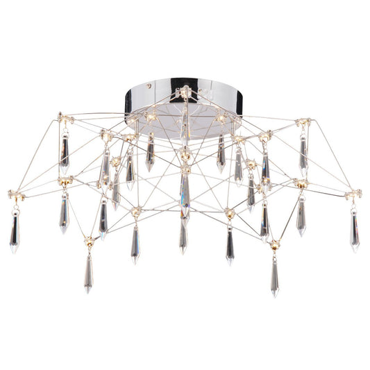 LED -plafondlicht "Araneus" gemaakt van metaal en glas in chroom, Ø 55 cm, met stevig ingebouwde LED's, verlichting voor woonkamer, eetkamer, gang of kantoor