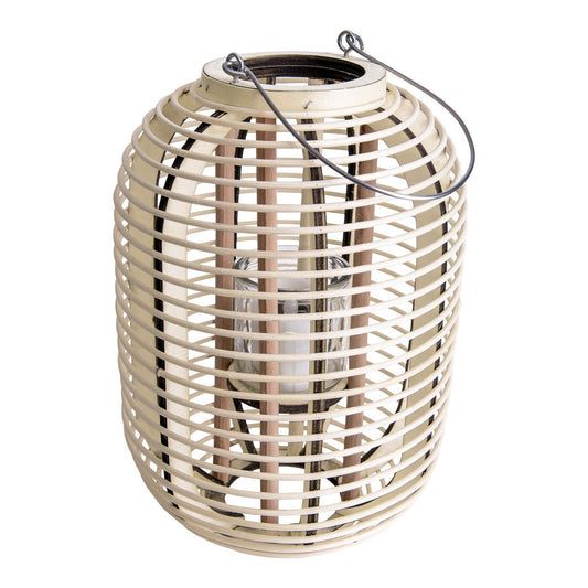 Decollicht "Korbinian" inclusief Solar Led Candle for Garden and Terrace, van Rattan in Light Nature, Solar Lamp Hoogte 32 cm