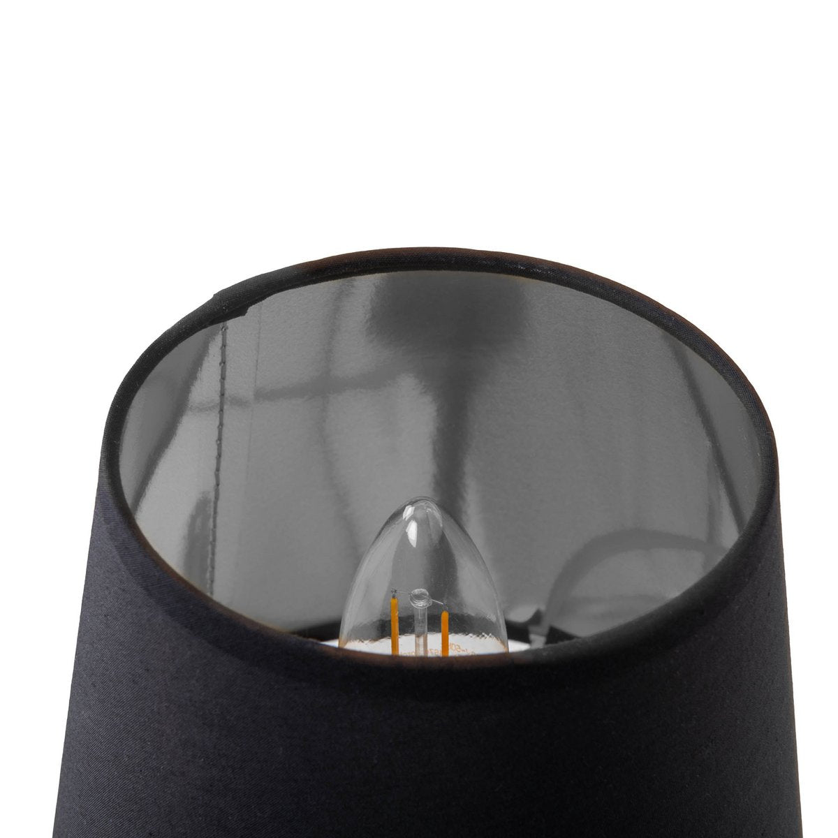 Tafellamp "helge" Ø 18 cm, hoogte ca. 45 cm, gemaakt van keramiek in zwart en zilveren, zwarte tekstbladen