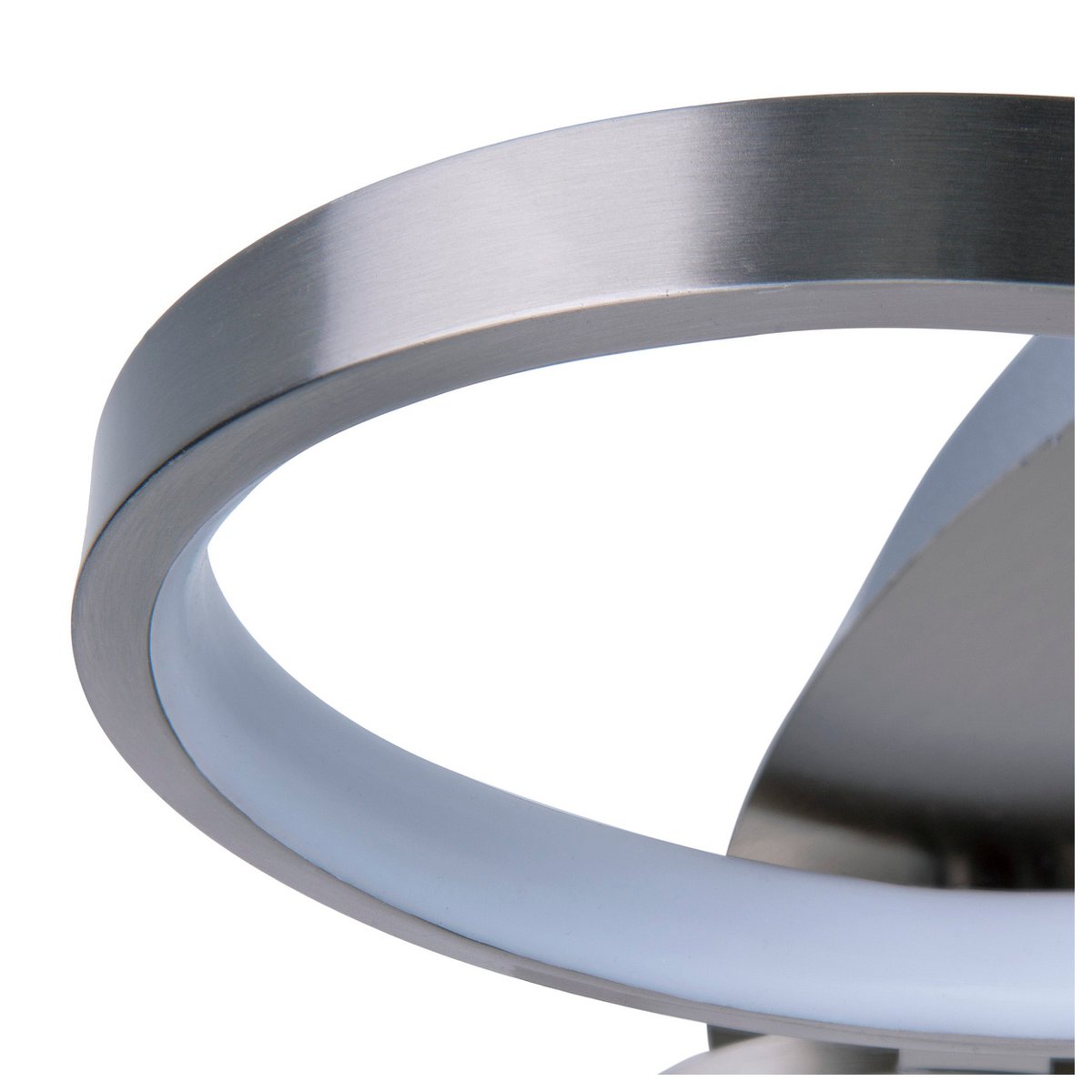 LED-plafondlicht "Stelari" Ø 56 cm, gemaakt van metaal in stalen blank en wit plastic, met stevig ingebouwde LED's, plafondlamp voor woonkamers of kantoor