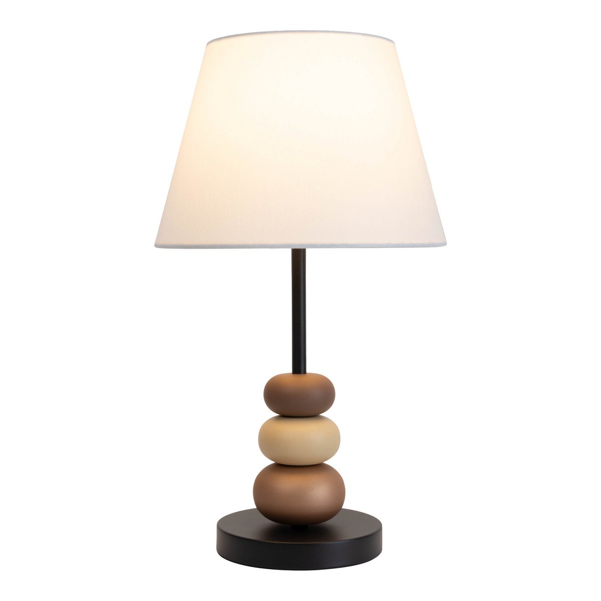 Tafellamp "Elina", ca. 50 cm hoog, gemaakt van metaal in zwart/bruin, tekstbladen in wit, E27