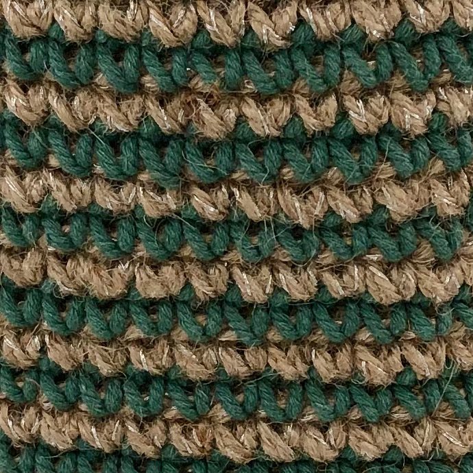 Luna -Leena -mand Hoog met groene strepen - Jute & Cotton - H30cm - Hand Haak in Nepal
