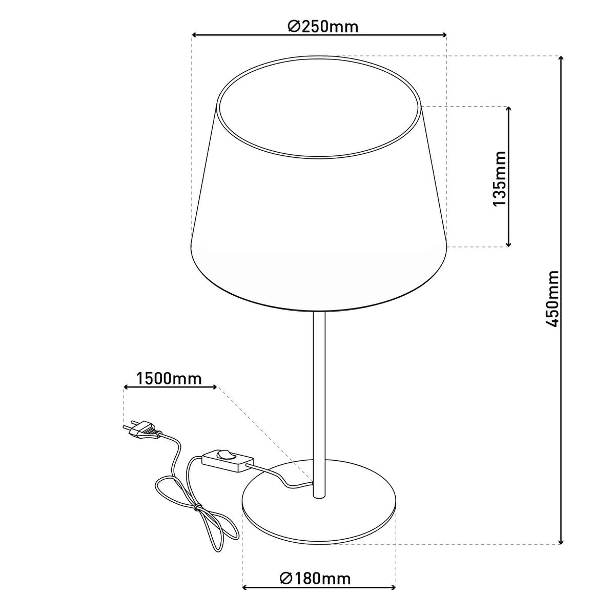 Tafellamp "Bologna" H: 45 cm beige