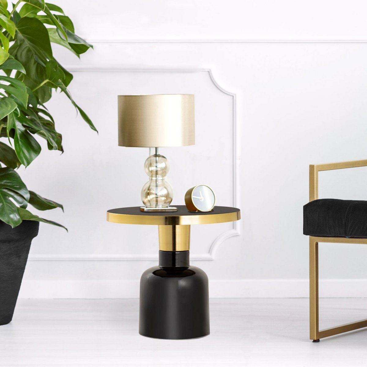 Bijzettafel rond ø 45 H 45 cm Decoratieve tafel Lampentafel Salontafel Glamtafel Metaal en email