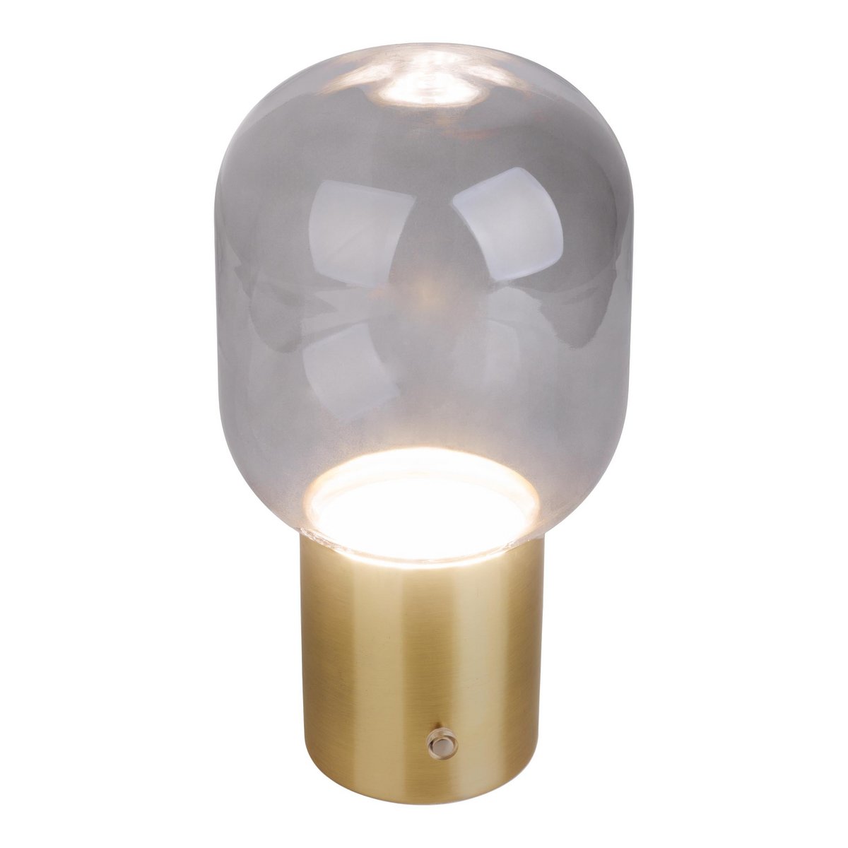 Draadloos tafellicht "Albero" decoratief tafellicht gemaakt van messing gekleurd metaal en glas met stevig ingebouwde LED's, dimbaar met aanraaksensor, 25 cm hoog