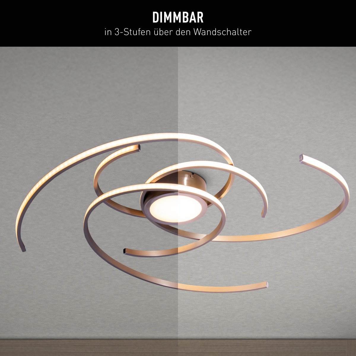 LED-plafondlamp "Radon" in satijnen nikkel gemaakt van metaal en plastic, met stevig ingebouwde LED's Ø 57 cm