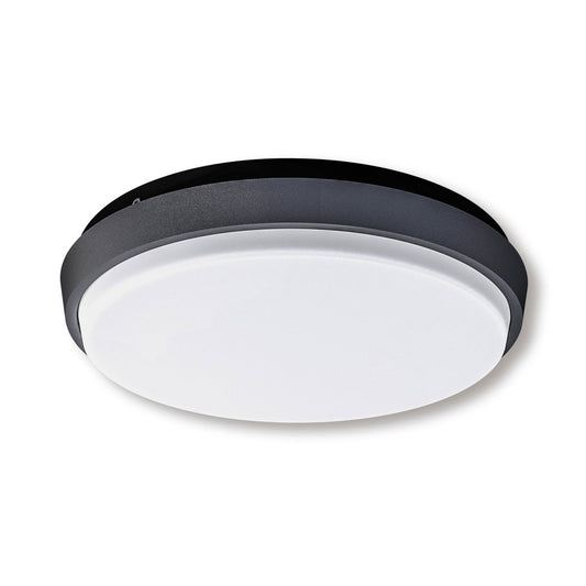 LED Outer Wall Lamp "Mio" Ø 17,5 cm gemaakt van antraciet -gekleurd metaal en plastic, IP54 voor ingang, balkon, terras