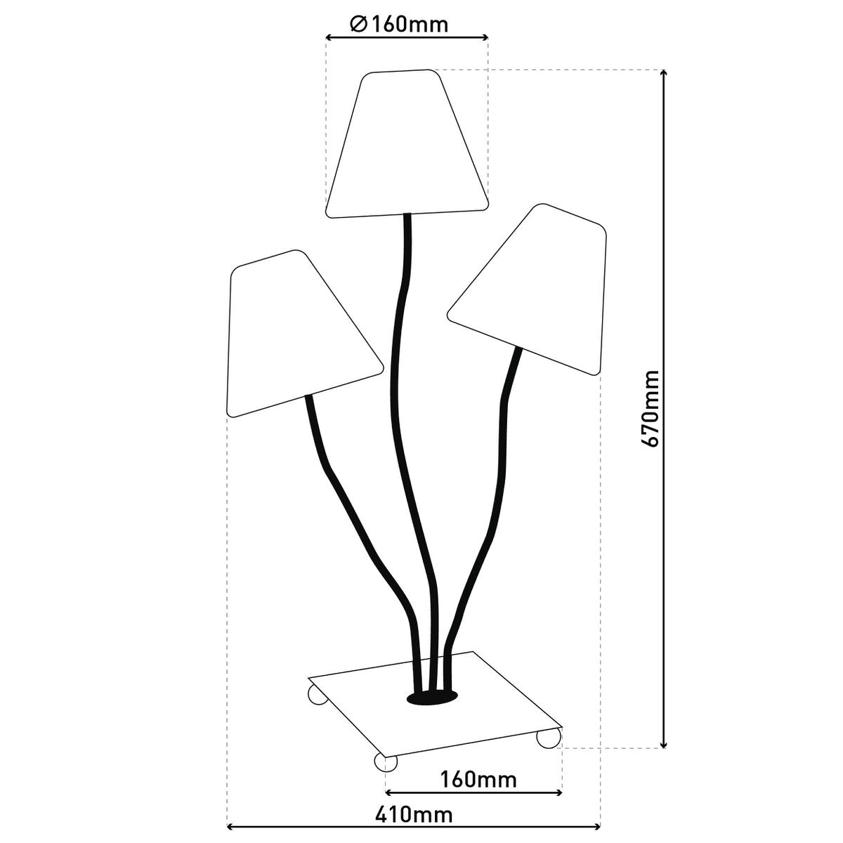 Textiellamp 3-flame "boho" ", tafellamp in beige/bruin, met E14-aansluiting, voor eetkamer, woonkamer, gang of kantoor, 67 cm hoog