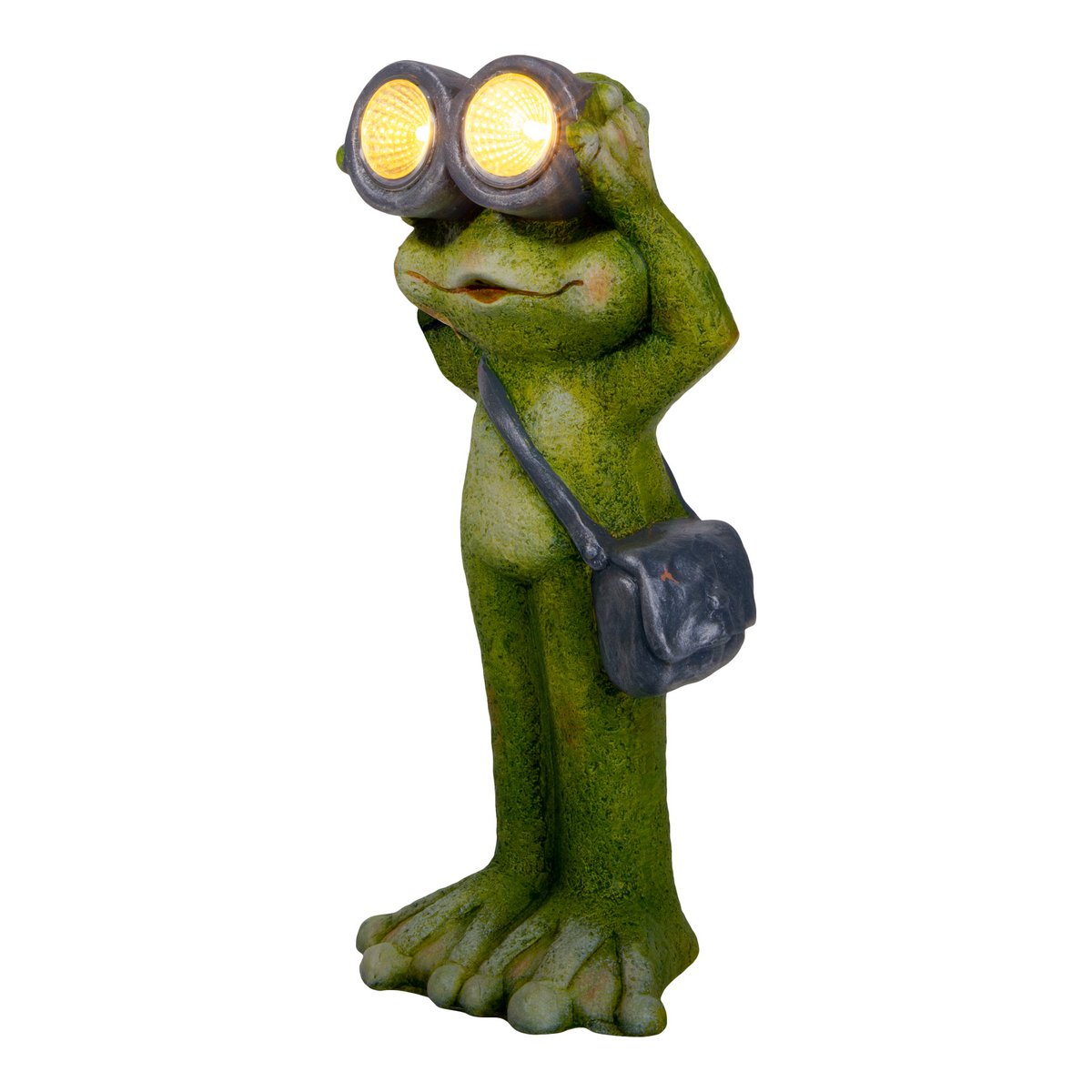 LED Solar Light "Frog" staande voor terras en tuin, gemaakt van groen keramiek, met stevig ingebouwde LED's, decoratielamp voor 30 cm hoog