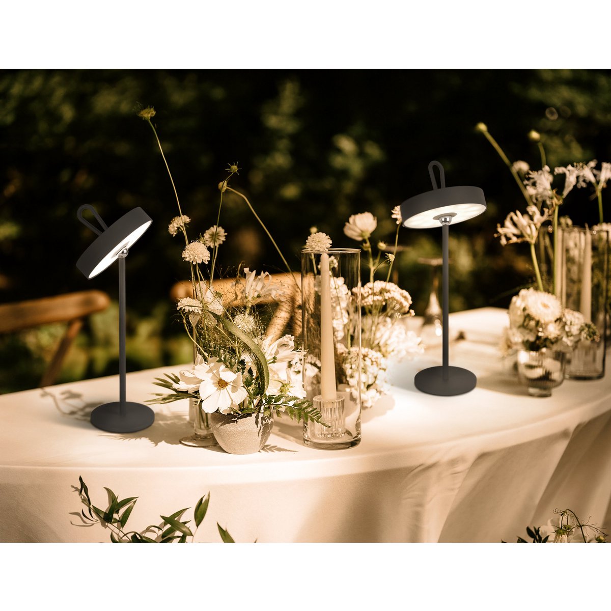 LED -batterijtafellamp magnetisch "ella" voor buiten en binnen, gemaakt van metaal en plastic in grijs, 35 cm hoog