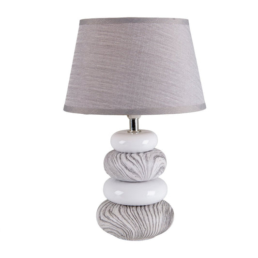 Keramische tafellamp "Stoney", modern., Keramische tafellamp in grijs, met E14 -aansluiting, tafellamp voor eetkamer, woonkamer, gang of kantoor, of als een bedlamp, 31 cm hoog