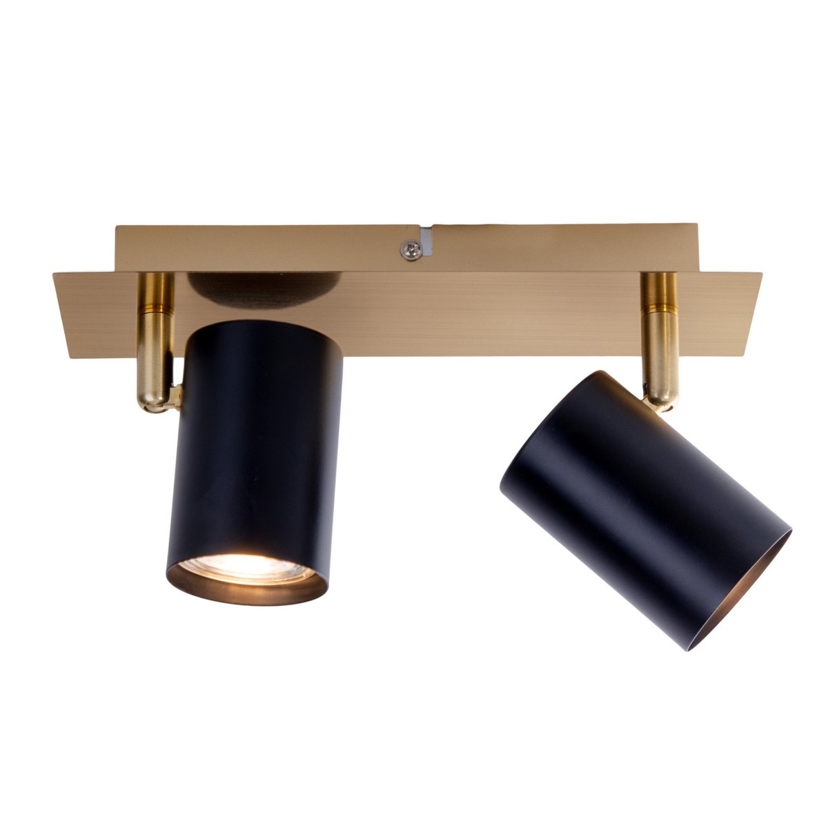 Muur- en plafondlamp met 2 zitplaatsen "Frida" in metalen zwart / goud, plafond schijnwerpers, GU10, plafondlamp voor eetkamer, woonkamer, gang of kantoor, 24 cm lang