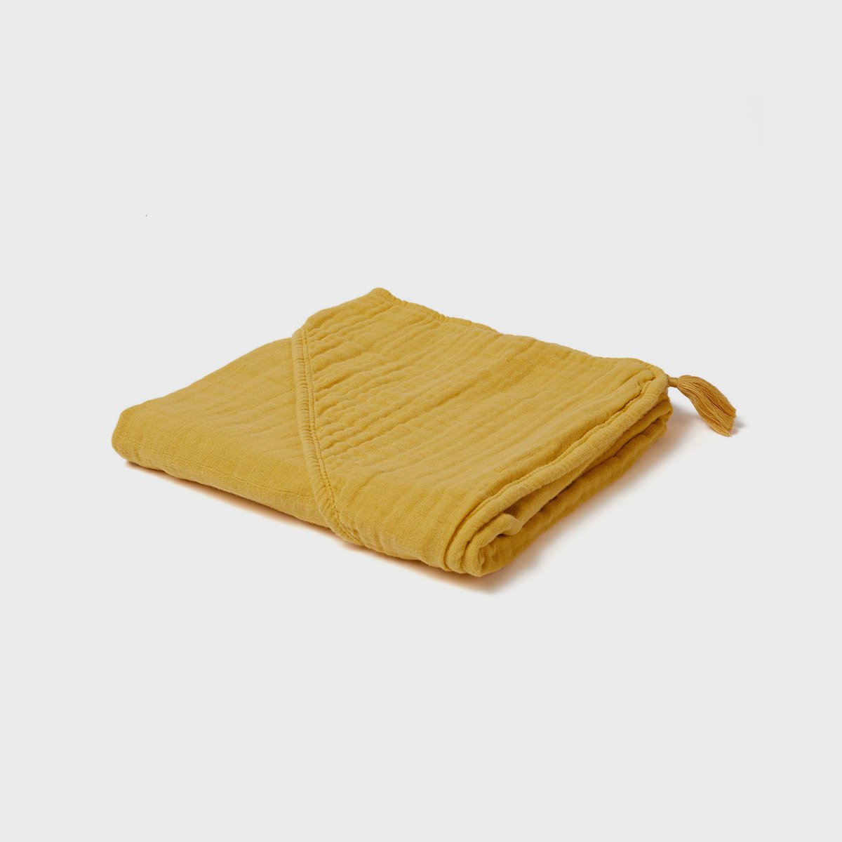OrganicEra Biologische mousseline babyhanddoek met capuchon, mosterd