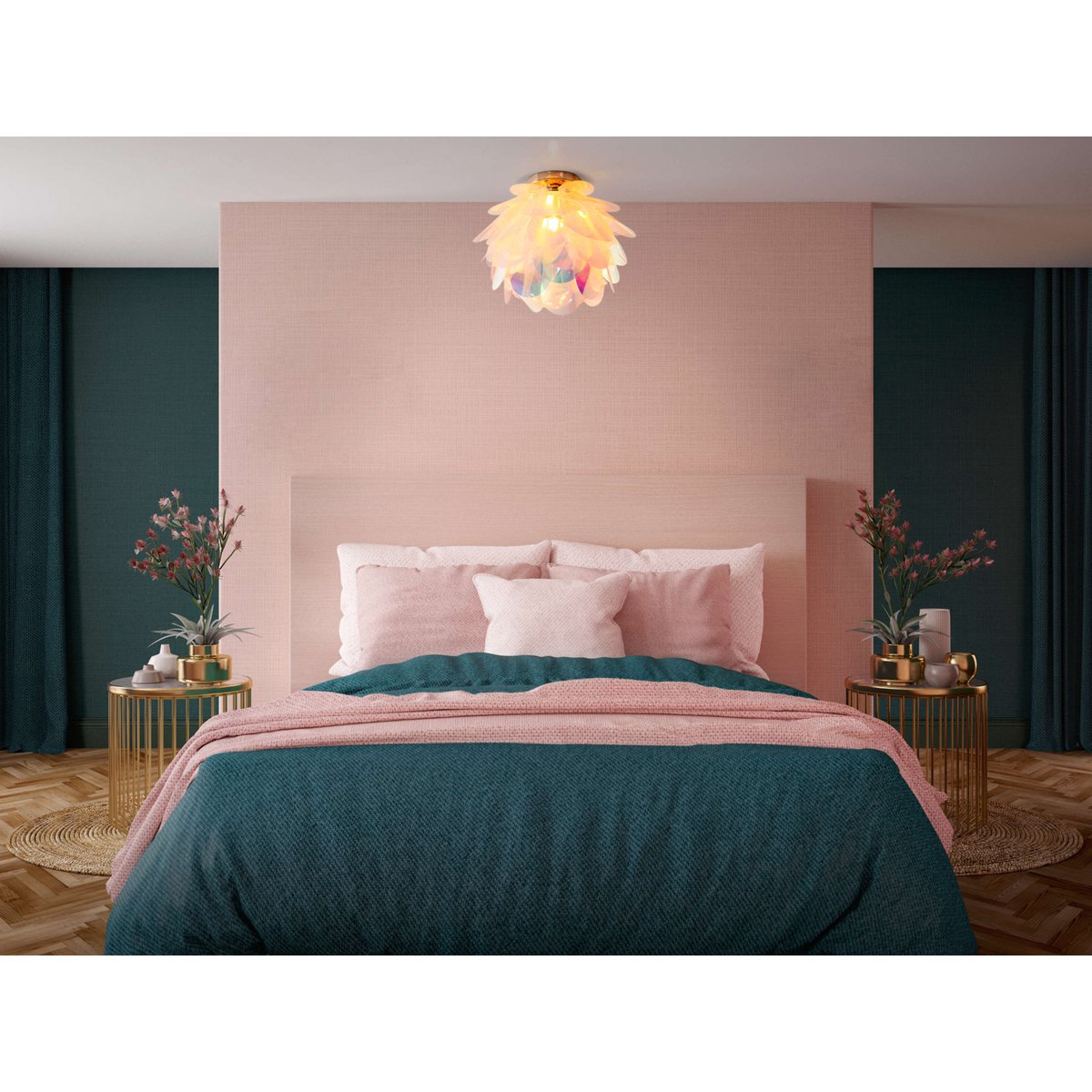 Plafondlamp "fora" gemaakt van metaal en iriserend plastic, E27 -aansluiting, verlichting voor woonkamer, eetkamer en kantoor, Ø40 cm