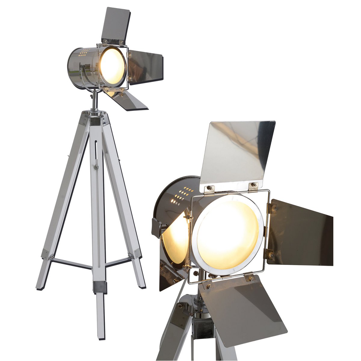 Staande lamp driekbende "metaal in wit met E27-versie, 100-140 cm hoog, lamp voor woonkamer, eetkamer of kantoor