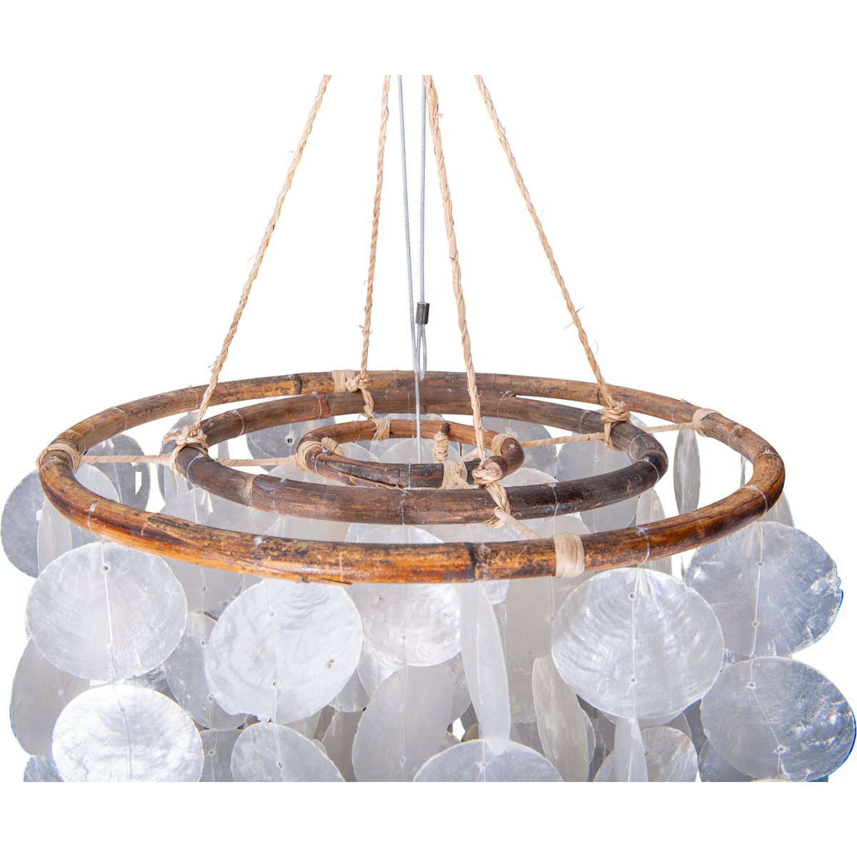 Hanger lamp "capiz" totale hoogte 235 cm, gemaakt van mosselplaten, met E27 -aansluiting, verlichting voor woonkamer, eetkamer of wintertuin