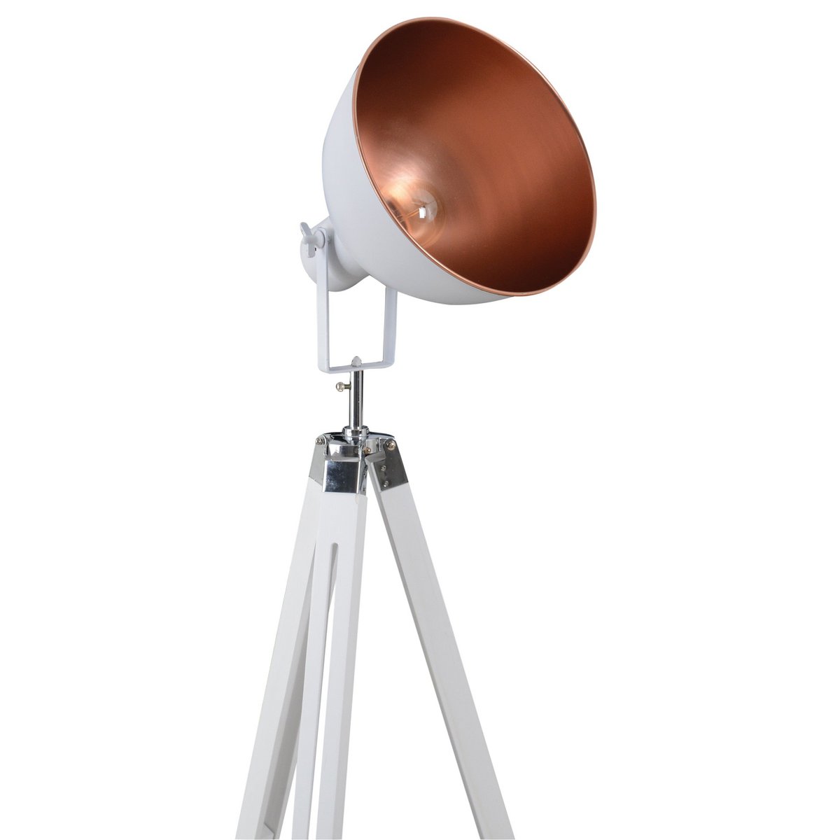 Staande lamp driekbende "" Christie "" gemaakt van metaal en wit geschilderd hol, e27, 90-130 cm hoog
