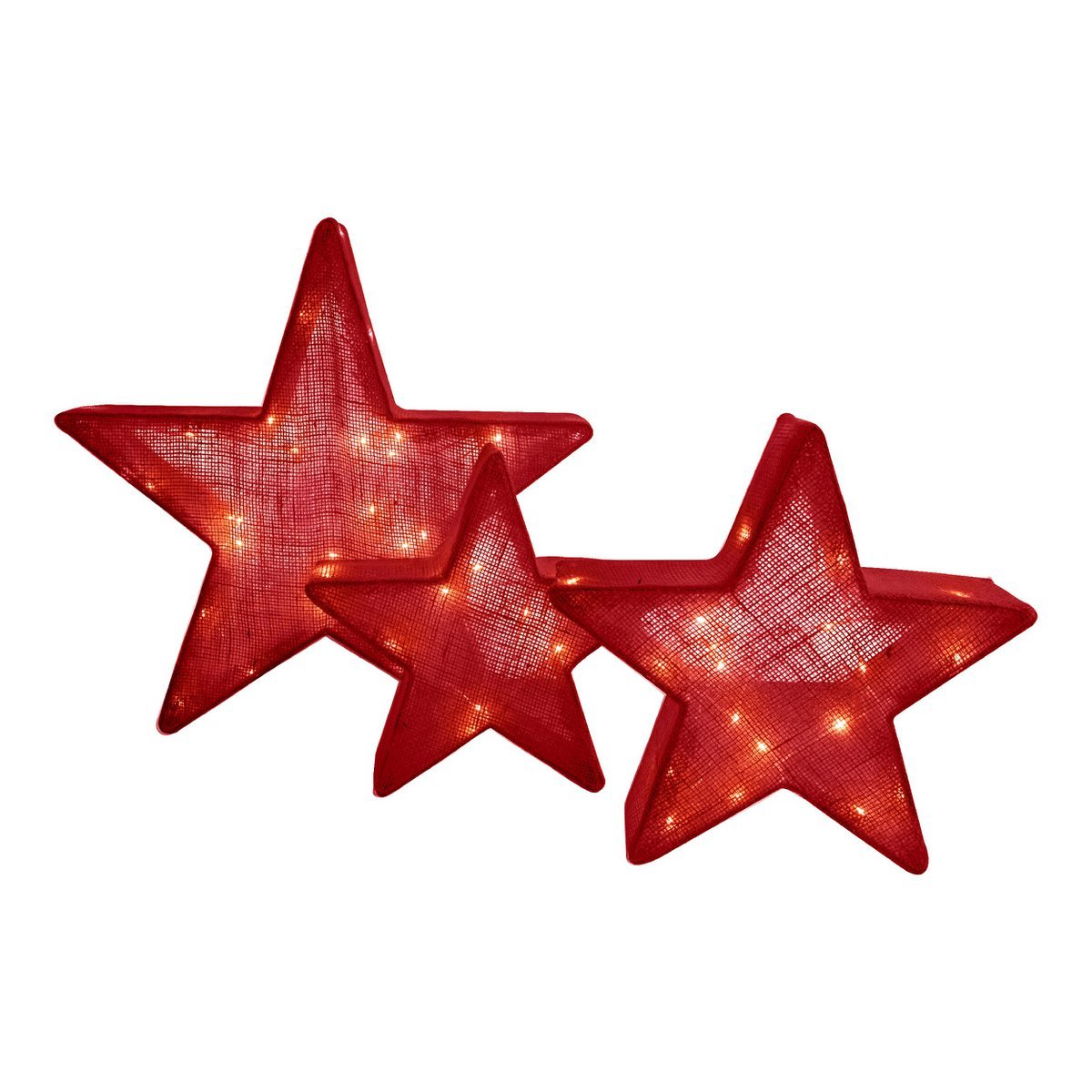 3 Set LED Decoration Christmas Stars Rood