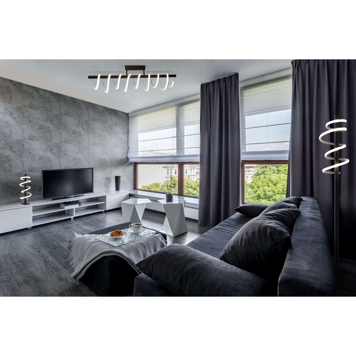 LED -plafondlicht "Belleza", moderne metalen plafondlamp en plastic in zwart en wit, met stevig gebouwd -in LED's, dimbaar, ongeveer 100 cm lang. De ideale verlichting voor woonkamer, eetkamer of keuken.