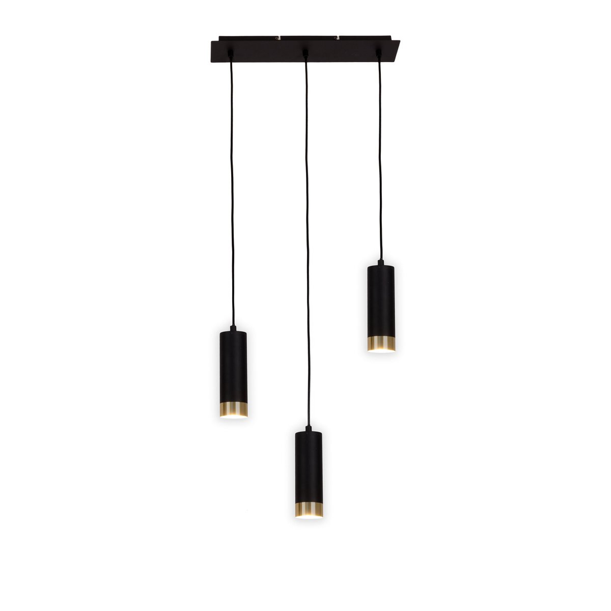 3 hanglamp "Fridu" gemaakt van metaal in Matt Black, met Gu10 -basis, 48 cm lang