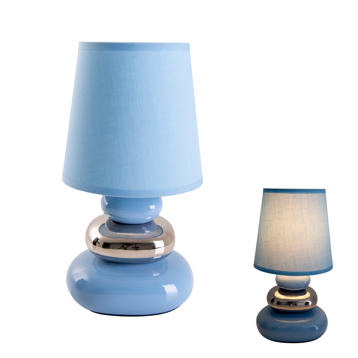 Keramische tafellamp "Stoney", tafellamp gemaakt van keramiek, blauw, met E14 -aansluiting, tafellamp voor eetkamer, woonkamer, gang of kantoor, of als een bedlamp, 31 cm hoog