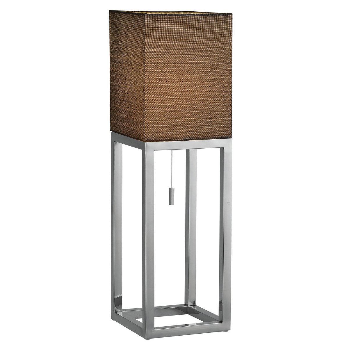 Tafellamp "Alfa", moderne metalen tafellamp en textiel in chroom/donkergrijs met E27 -aansluiting, 65 cm hoog, chique lamp voor gang, woonkamer en kantoor