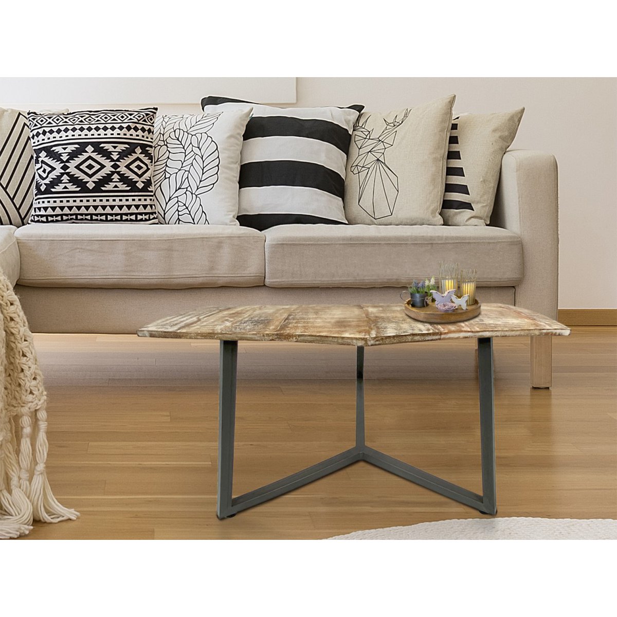 Zije tafel 56 x 47 cm woonkamer tafel salontafel mooi metalen frame zwart - wit wit wit