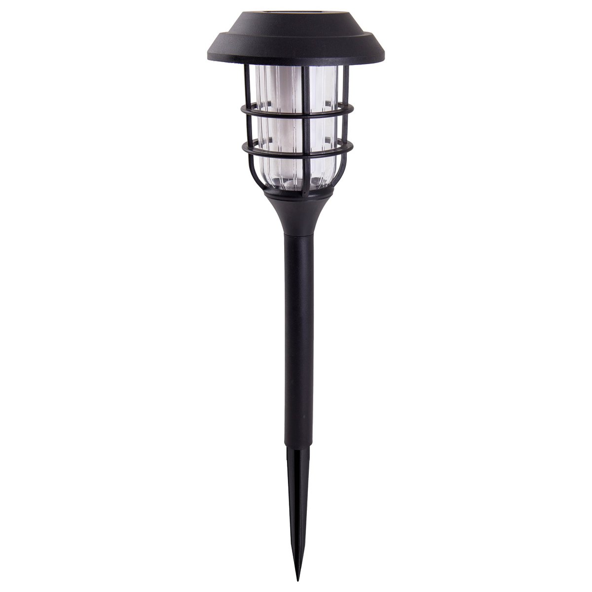 3 Set LED Outdoor Earth Spit 34 cm High, Skeer gemaakt van zwart plastic met geïntegreerde LED, zonnelampje voor buiten