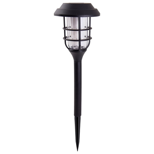 3 Set LED Outdoor Earth Spit 34 cm High, Skeer gemaakt van zwart plastic met geïntegreerde LED, zonnelampje voor buiten