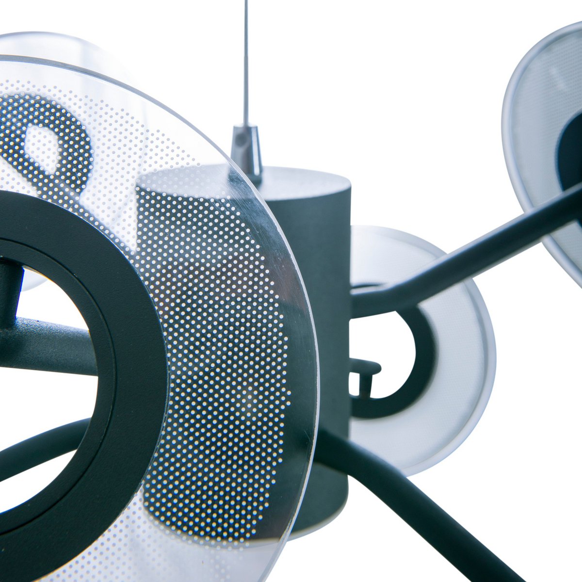 Led hanglamp "discus" gemaakt van zwart metaal en wit plastic met stevig gebouwd -in LED's, hangende lamp voor eetkamer, woonkamer, gang of kantoor met een Øvon ca. 57 cm