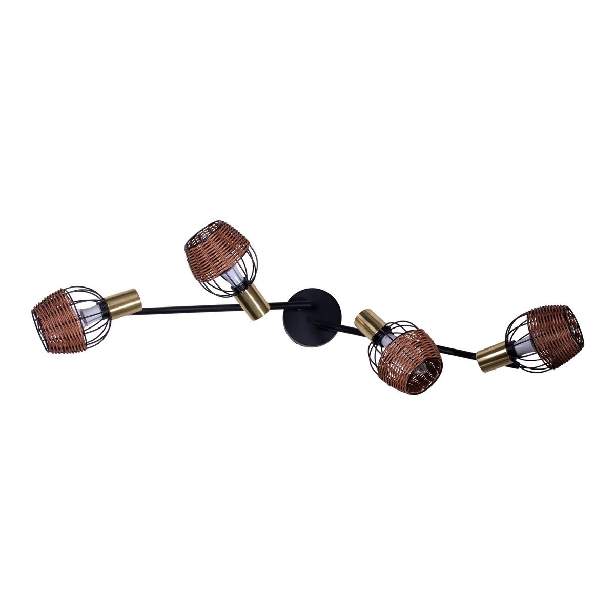 4 plafondlamp "Corbis", metalen plek in zwart en goud, met E14 -aansluiting, voor eetkamer, woonkamer, gang of kantoor, plafondlamp, 78 cm lang