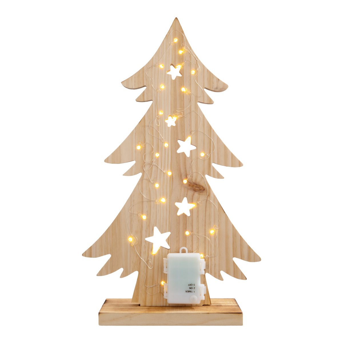 LED WOOD Decolum "Fir Tree" klein, gemaakt van natuurlijk hout met vaste LED's, kerstdecoratie voor buiten