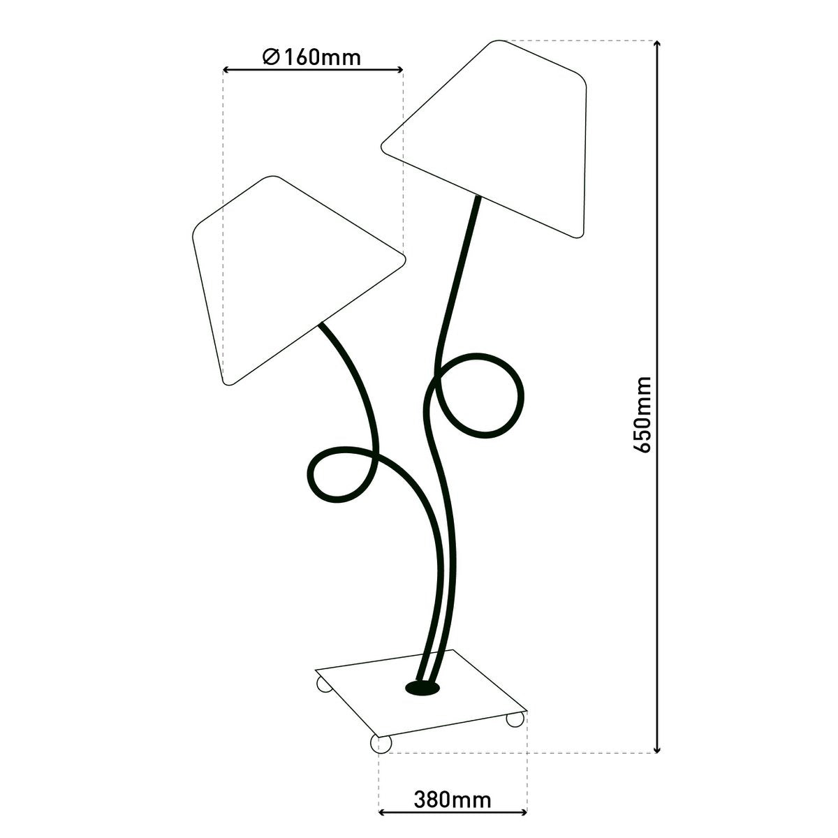 Tafellamp, 2-flame "boho" ", tafellamp bruin/beige, met E14-aansluiting, voor eetkamer, woonkamer, gang of kantoor, 65 cm hoog
