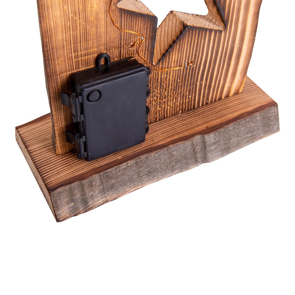 LED Wood-Decolum Moon/Stars 60 cm High Christmas Decorations Made of Wood met stevig ingebouwde LED's