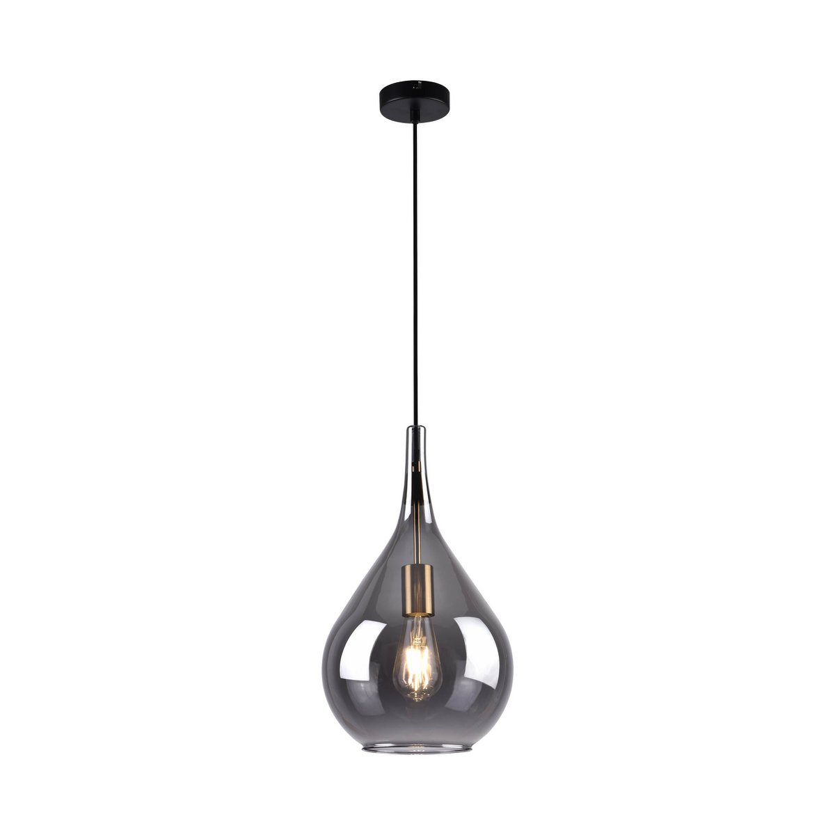 Hanger lamp "gota", retro klassieke hanglamp gemaakt van zwart rookglas Ø 25 cm, met E27 -versies, 150 hoog, ideaal voor eetkamer, woonkamer en keuken.