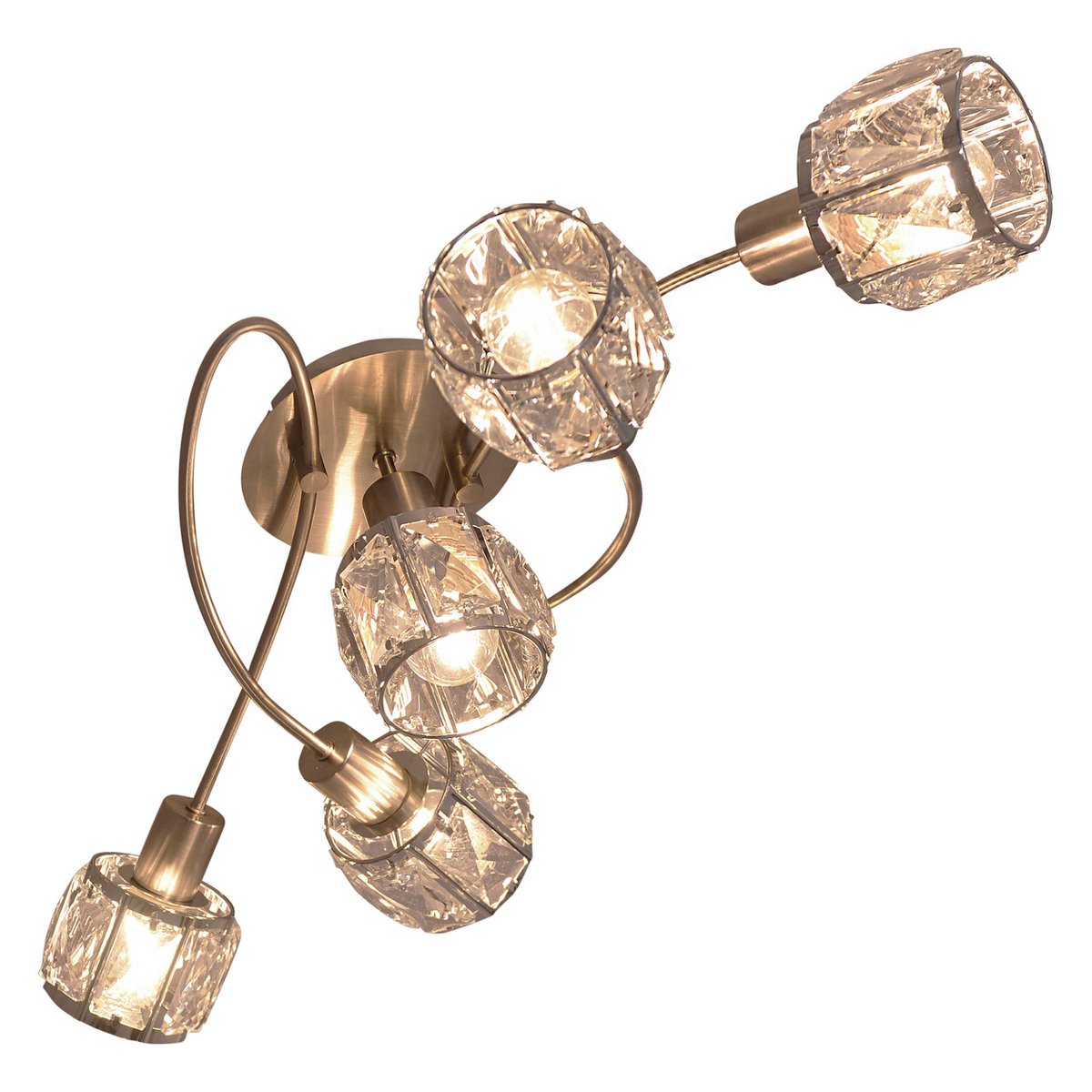 5-geleide plafondlicht "Josefa", metalen plafondlamp en glas in roestvrijstalen look, met E14-versie Filamentlampen inbegrepen, voor woonkamer, eetkamer, hal of gang 61 x 36 x 21 cm
