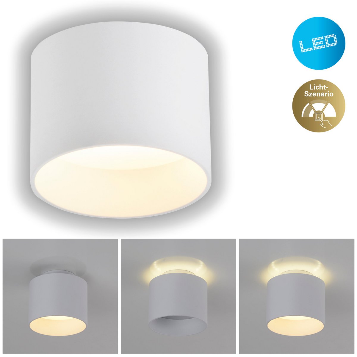 LED Spot "Trios" Ø 10 cm wit, gemaakt van metaal en plastic met geïntegreerde LED's