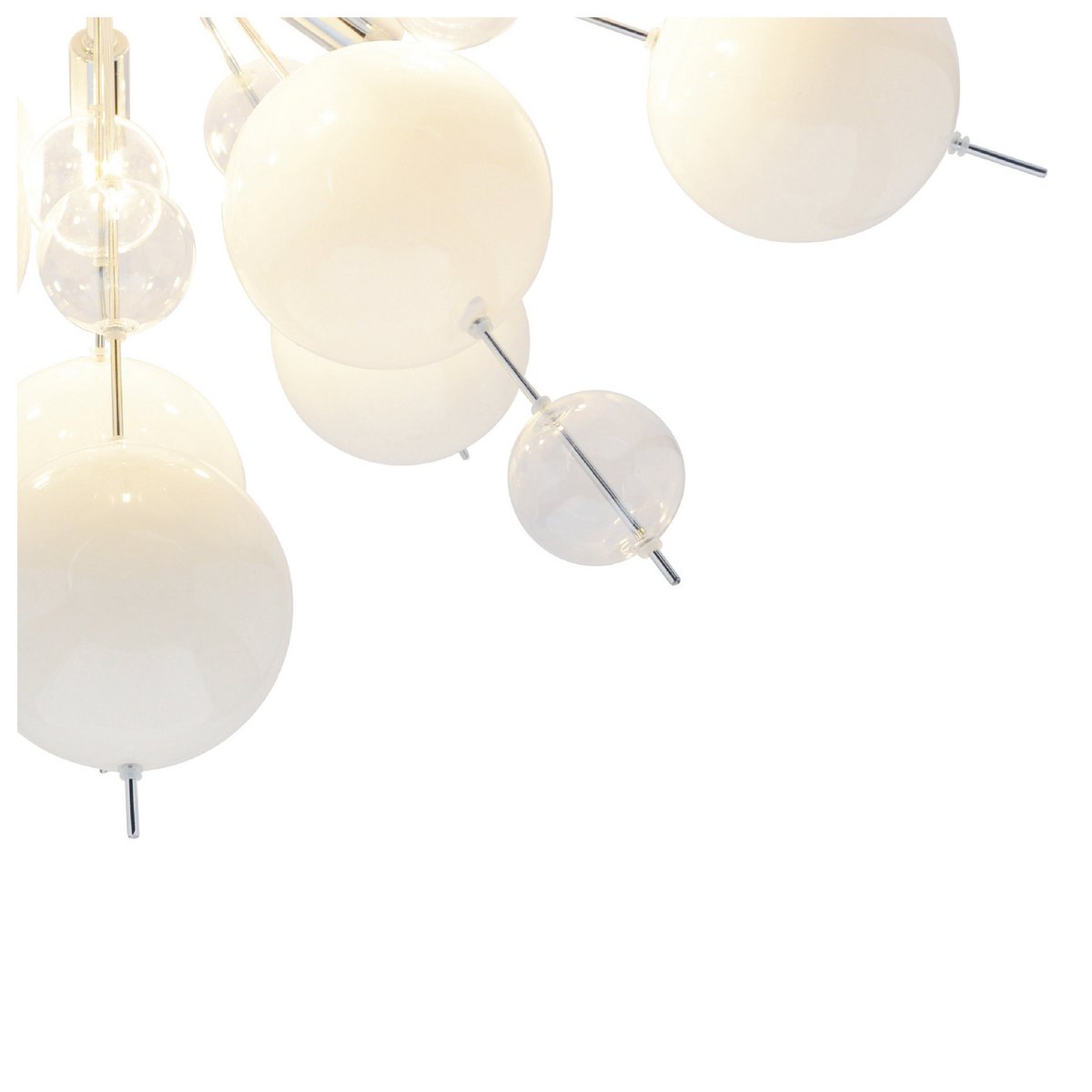 Plafondlamp "explosie" wit gemaakt van metaal en glas, G9 -versies, plafondlamp voor eetkamer, woonkamer, gang of kantoor, Ø57 cm